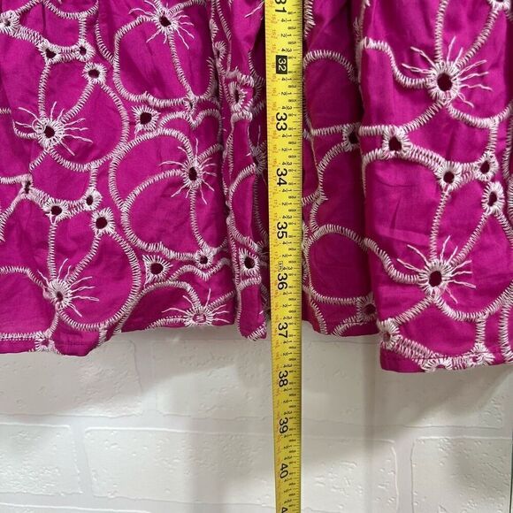 Draper James Womens Embroidered Dress size XL Hot Pink Floral Cotton NWT - Picture 4 of 12